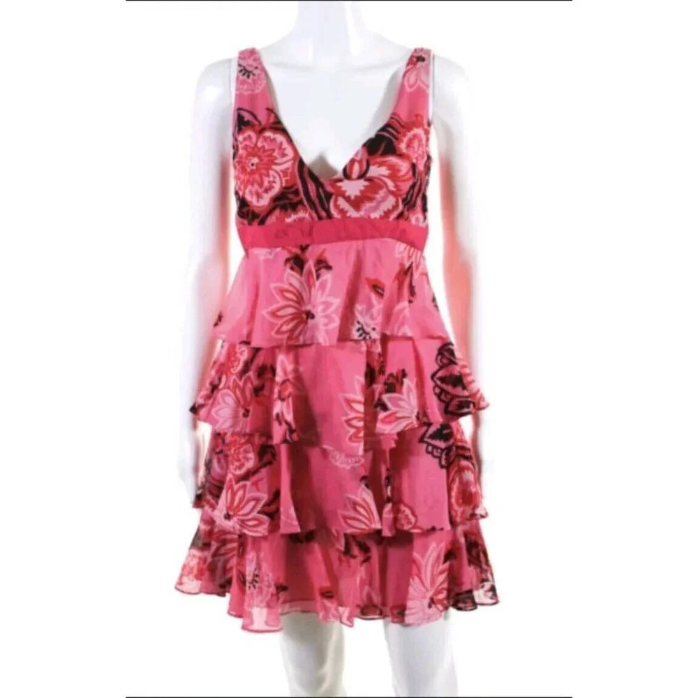 Rare Vintage 90s Y2K Tibi 12Silk Floral Tiered Layered Bow Feminine Fairy Barbie